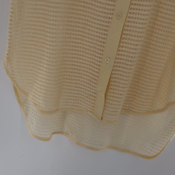 Andthewhy Sheer Mesh Top Womens  Yellow Boho Minimalist Layering Beach NWT - Picture 6 of 9
